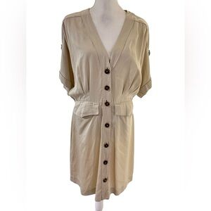 Scotch and Soda tan Beige Button-Down Belted safari Dress Size XL
